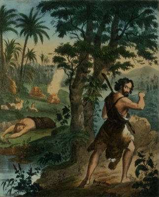 Der Mord an Abel, aus einer Bibel gedruckt von Edward Gover von Siegfried Detler Bendixen