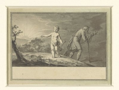 Das neue und das alte Jahr: ein Junge und ein Greis in einer Landschaft von Sigmund Ferdinand Ritter von Perger