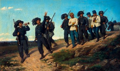 Wachen führen Gefangene von Silvestro Lega