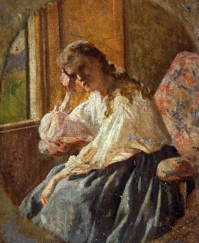 Studie einer weiblichen Figur (Detail des Triptychons) von Silvestro Lega