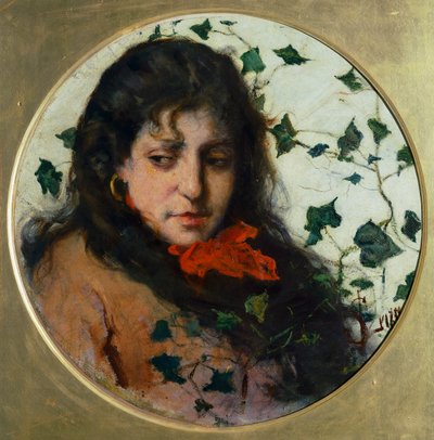 Frau mit Efeu von Silvestro Lega