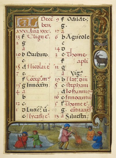 Kalenderseite für Dezember, Illustration aus 