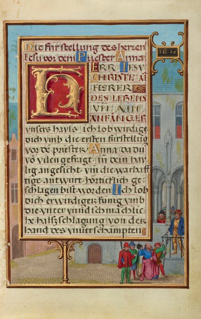 Rand mit Micha, der den Tod von König Ahab voraussagt von Simon Bening