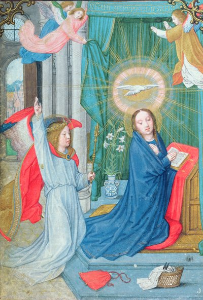 Die Verkündigung, Miniatur aus dem Norfolk Stundenbuch von Simon Bening