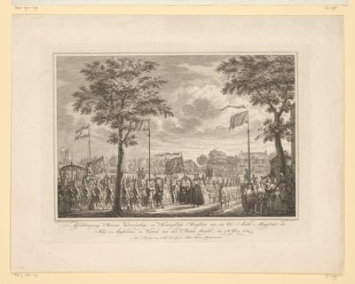 Abschied von Wilhelm V. und Gemahlin an der Buiten Amstel, 1768 von Simon Fokke