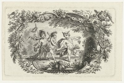 Drei Putti bei einem Bienenstock von Simon Fokke
