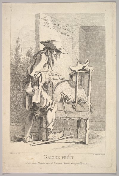 Frontispiz: Gaigne Petit, aus Le Cris de Paris Die Schreie von Paris, Tafel 1, 18. Jahrhundert von Simon Francois Ravenet