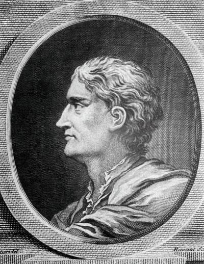 Porträt von Isaac Newton, englischer Physiker und Mathematiker, Gravur von Simon Francois Ravenet von Simon Francois Ravenet