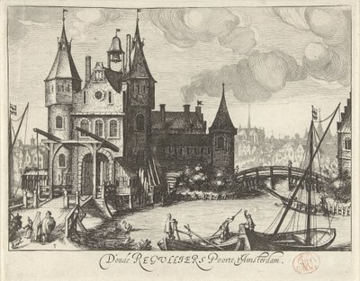 Ansicht des Ersten Regulierspoort in Amsterdam von Simon Frisius