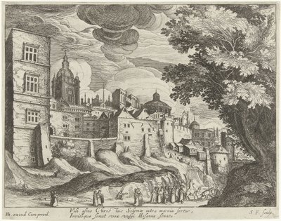Landschaft mit dem Einzug Christi in Jerusalem von Simon Frisius