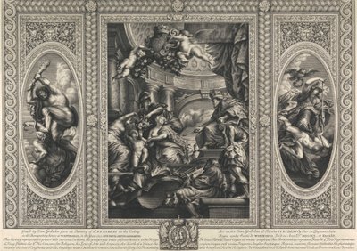 Die Decke des Bankettsaals in Whitehall: Die Vereinigung der Kronen von England und Schottland von Simon Gribelin