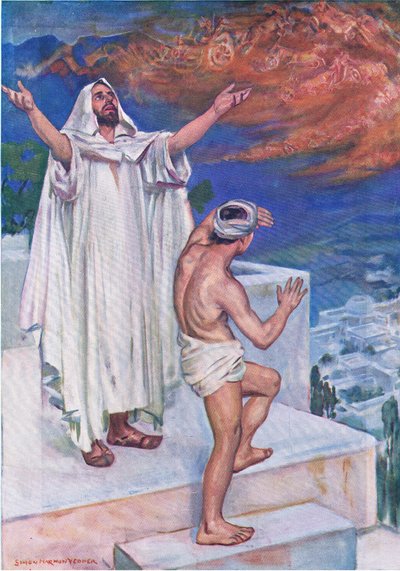 Elisas himmlische Verteidiger, aus Das Bibelbilderbuch veröffentlicht von Thomas Nelson, ca. 1950 von Simon Harmon Vedder