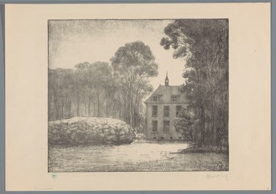 Ansicht des Bauernhauses auf dem Anwesen De Raephorst von Simon Moulijn (signed by artist)