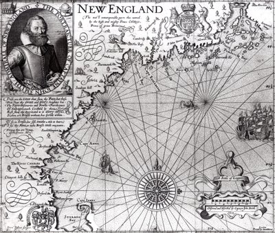 Karte der Küste von Neuengland, beobachtet und beschrieben von Captain John Smith (1580-1631) 1614, aus 