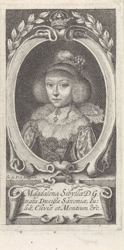 Prinzessin Magdalene Sibylle von Sachsen 1617-1668, Herzogin von Sachsen-Altenburg, um 1647-1648 von Simon van de Passe