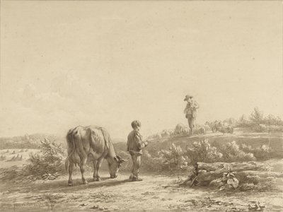 Junge mit Kuh und Schäfer von Simon van den Berg