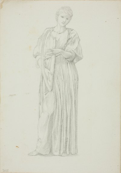 Verhüllte Frauengestalt, die auf einer Harfe spielt von Sir Edward Burne Jones