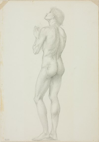 Stehender männlicher Akt mit gefalteten Händen im Gebet von Sir Edward Burne Jones