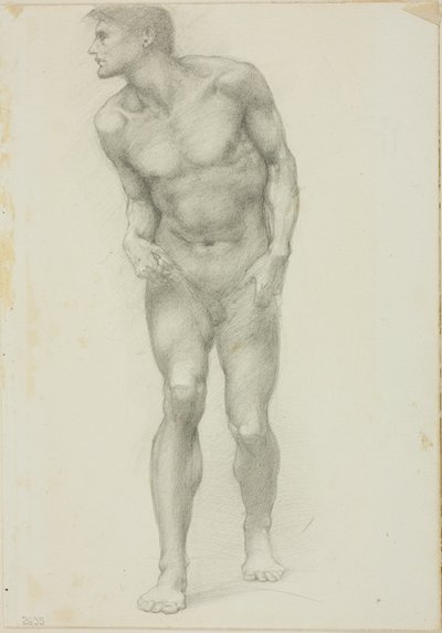Stehender nackter Mann mit Gesicht im Profil von Sir Edward Burne Jones