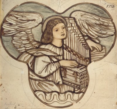 Entwurf für ein Buntglasfenster in der Kirche von Lyndhurst: Ein Engel als Organist, 1886 von Sir Edward Coley Burne Jones