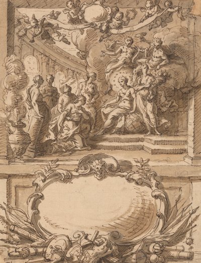 Entwurf für ein Wandpaneel von Sir James Thornhill