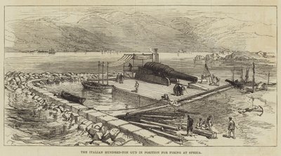 Die italienische Hundert-Tonnen-Kanone in Schussposition in Spezia von Sir John Charles Robinson