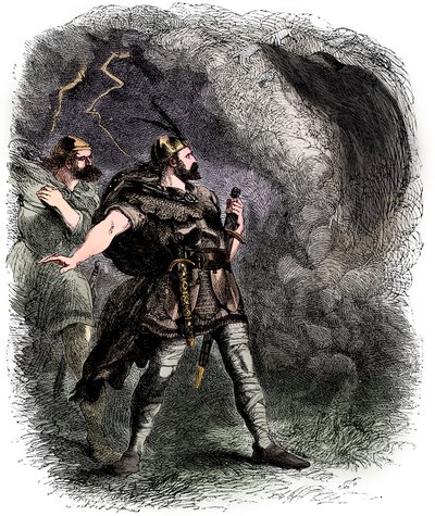 Macbeth und Banquo begegnen den drei Hexen, 1858 von Sir John Gilbert