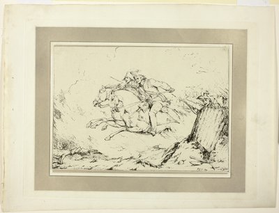 Angriff, aus der ersten Ausgabe von Specimens of Polyautography von Sir Robert Ker Porter