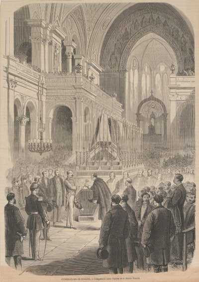 Das Begräbnis von Gioacchino Rossini. Die Weihe in der Kirche der Heiligen Dreifaltigkeit, 1868 von Smeeton and Cie . Cosson