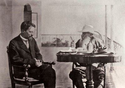Leo Tolstoi und Anton Tschechow, russische Autoren, 1902 von Sophia Andreevna Tolstaya