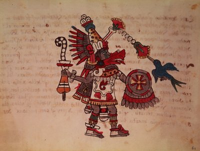 Quetzalcoatl, die gefiederte Schlange, Gott des Windes, des Lernens und des Priestertums, Meister des Lebens, Schöpfer und Zivilisator, Patron jeder Kunst und Erfinder der Metallurgie von South American School
