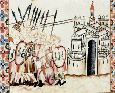 Armee der Mauren verteidigt eine Stadt (Detail) von Spanish School