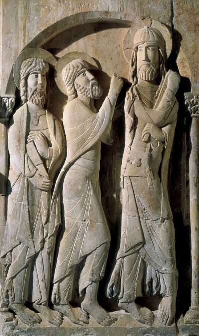 Christus und die Pilger von Emmaus, gemacht vom Meister von Saint Dominic von Silos von Spanish School
