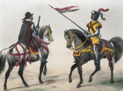 DE SOTTO, Serafin Maria, Graf von Clonard (1793 - 1862). Historia organica de las armas de Infanteria y Caballeria espanolas. 1851 - 1859. Kavalleristen während der Herrschaft von Philipp II. von Spanien. "Heraldo de caballeria" (Herold der Waffen) und "ho von Spanish School