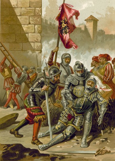 Tod von Karl III., Herzog von Bourbon, bei der Plünderung Roms, 1527 von Spanish School
