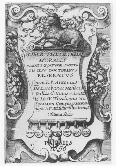 Frontispiz für Liber Theologiae Moralis von Antonio Escobar y Mendoza, 1656 von Spanish School