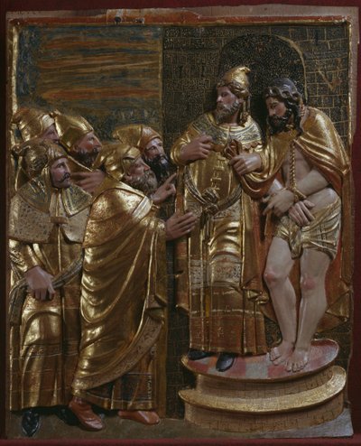 Jesus vor Kaiphas (Detail) von Spanish School