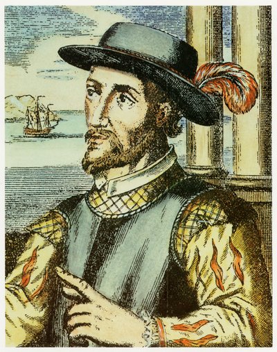 Porträt von Juan Ponce de Leon (1474 – 1521) (handkolorierte Gravur) von Spanish School