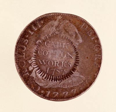 Silbermünze (8 Reales) aus Spanien: Herrschaft von Karl III (1759-1788) 1777 mit Gegenstempel von 1787. Neapel, Museo Archeologico von Spanish School