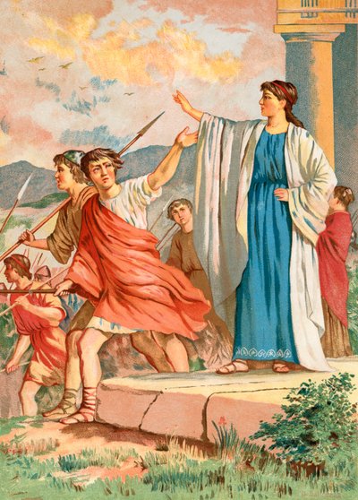 Die spartanische Mutter verabschiedet sich von ihrem Sohn, als er in den Krieg zieht von Spanish School