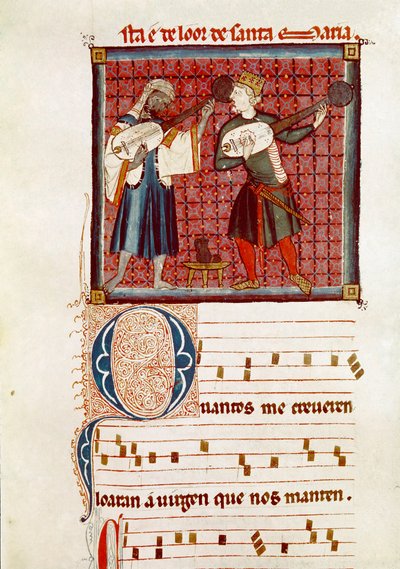 Zwei Musiker, einer maurisch und der andere spanischer Christ (Detail) von Spanish School