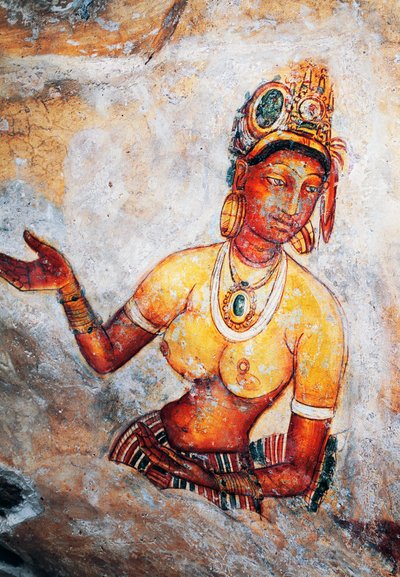 Mädchen von Sigiriya, Fresko, archäologische Stätte Sigiriya von Sri Lankan School