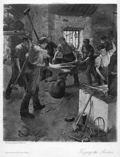 Das Schmieden des Ankers, 20. Jahrhundert von Elizabeth Adela Stanhope Forbes