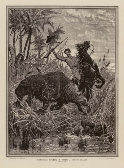 Nashornjagd in Afrika von Stanley (after) Berkeley