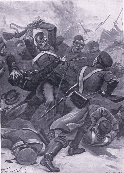 Inkerman: Das 55. (2. Border) Regiment stürmt die Russen, Illustration aus British Battles on Land and Sea, 1915 von Stanley L. Wood