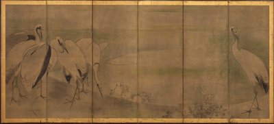Kraniche und Chrysanthemen von Sôtatsu