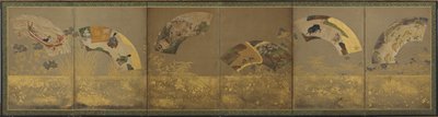 Sechs Fächerpapiere: verschiedene Motive, Momoyama- oder Edo-Periode, 1590-1640 von Sôtatsu