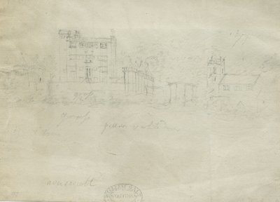 Caverswall Schloss: Bleistiftzeichnung, undatiert [ca. 1800] von Stebbing Shaw