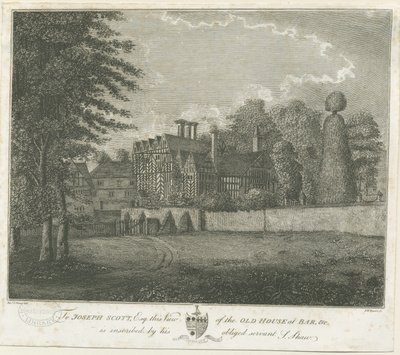 Great Barr Dorf - Altes Tudorhaus: Gravur, undatiert [spätes 18. Jahrhundert] von Stebbing Shaw