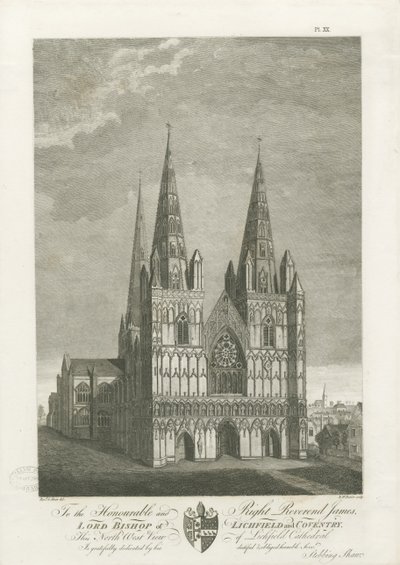 Lichfield Kathedrale - Westfront (Stich) von Stebbing Shaw